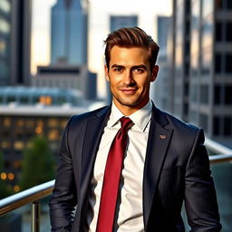A stylish man in a perfectly tailored suit, exuding confidence and sophistication