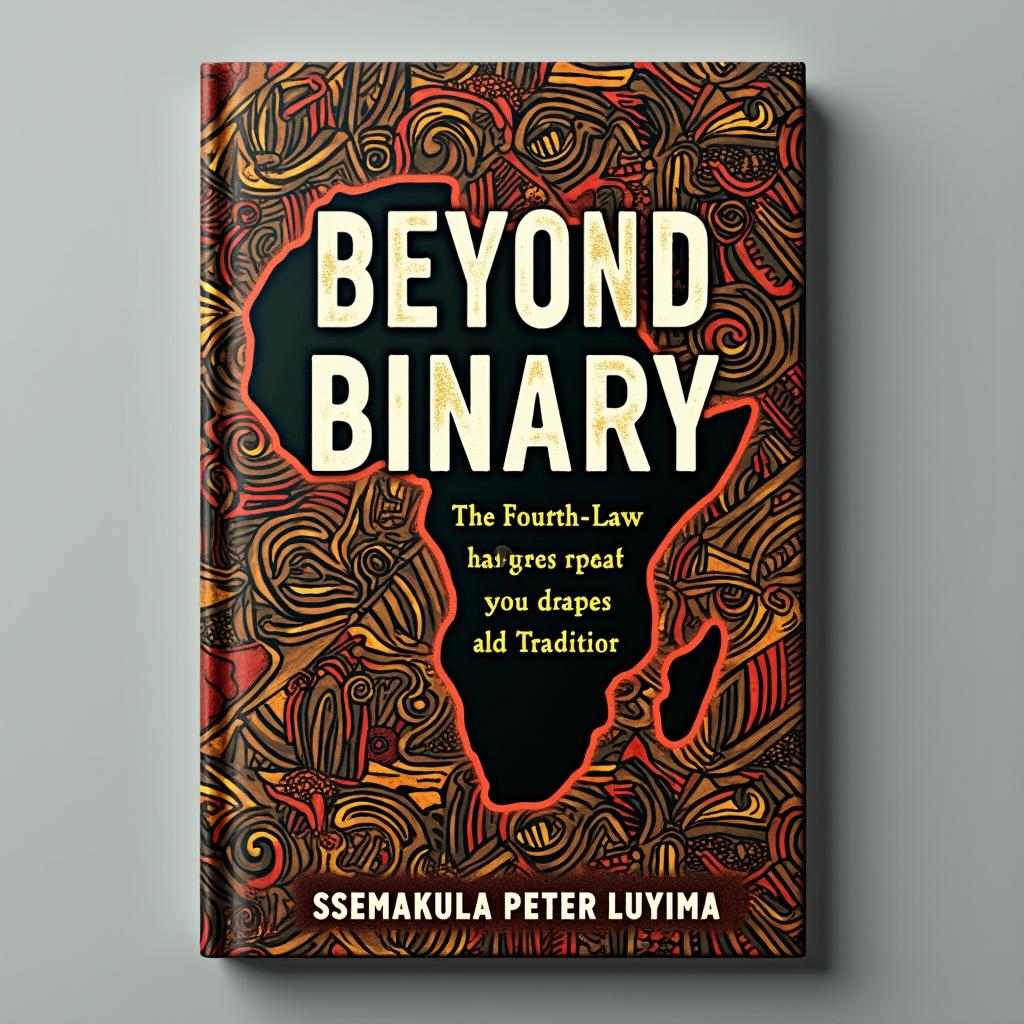 A captivating book cover design for "Beyond Binary: The Fourth Law of Logic and Africa’s Debate on Identity, Rights, and Tradition" by Ssemakula Peter Luyima