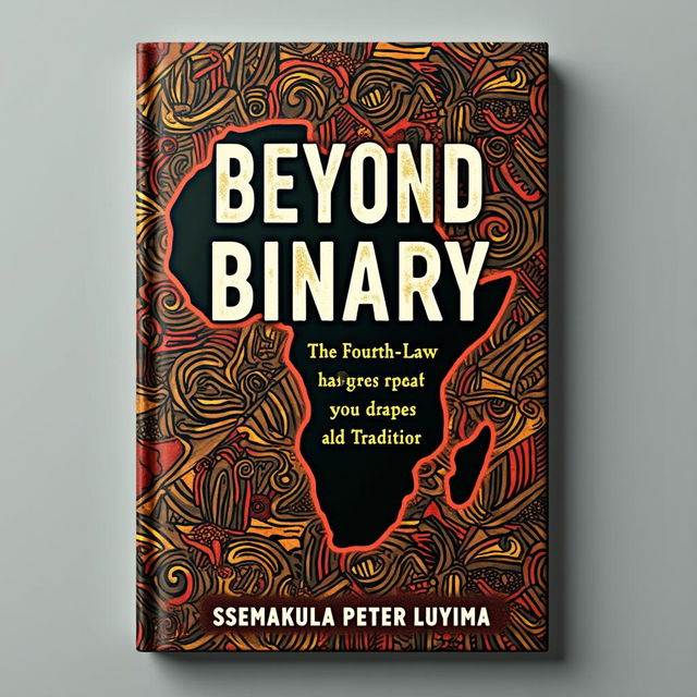 A captivating book cover design for "Beyond Binary: The Fourth Law of Logic and Africa’s Debate on Identity, Rights, and Tradition" by Ssemakula Peter Luyima