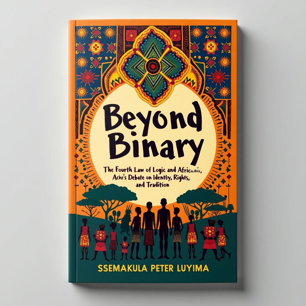 An eye-catching book cover design for "Beyond Binary: The Fourth Law of Logic and Africa’s Debate on Identity, Rights, and Tradition" by Ssemakula Peter Luyima