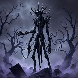 A new JoJo stand named 'Nativity in Black', inspired by the Black Sabbath album, featuring a slender, sinister figure with an aura of darkness
