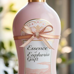 A beautifully designed bottle with elegant curves, featuring a soft pastel color palette