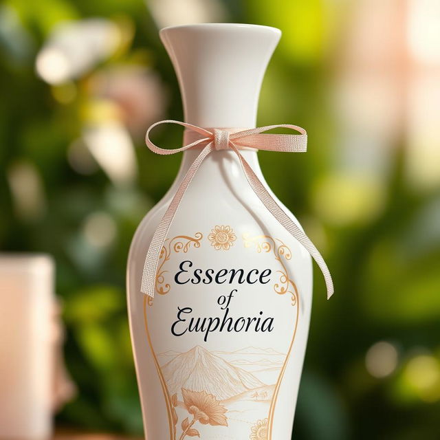 A beautifully designed bottle with elegant curves, featuring a soft pastel color palette