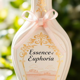 A beautifully designed bottle with elegant curves, featuring a soft pastel color palette