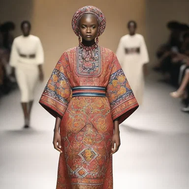 The oscan-speaking model walked down the runway wearing a traditional Oscan-inspired outfit