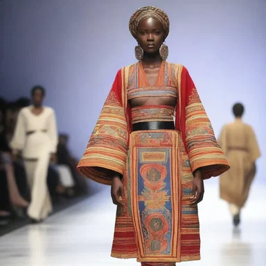 The oscan-speaking model walked down the runway wearing a traditional Oscan-inspired outfit