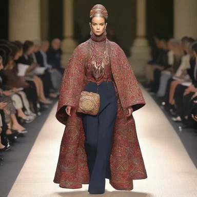 The oscan-speaking model walked down the runway wearing a traditional Oscan-inspired outfit