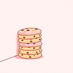 A whimsical cartoon-style illustration showcasing a stack of cookies positioned at the corner of the image