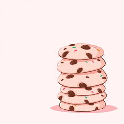 A whimsical cartoon-style illustration showcasing a stack of cookies positioned at the corner of the image