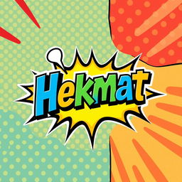 A logo design for 'Hekmat' presented in a classic comic style