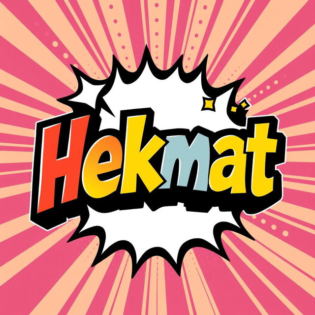 A logo design for 'Hekmat' presented in a classic comic style