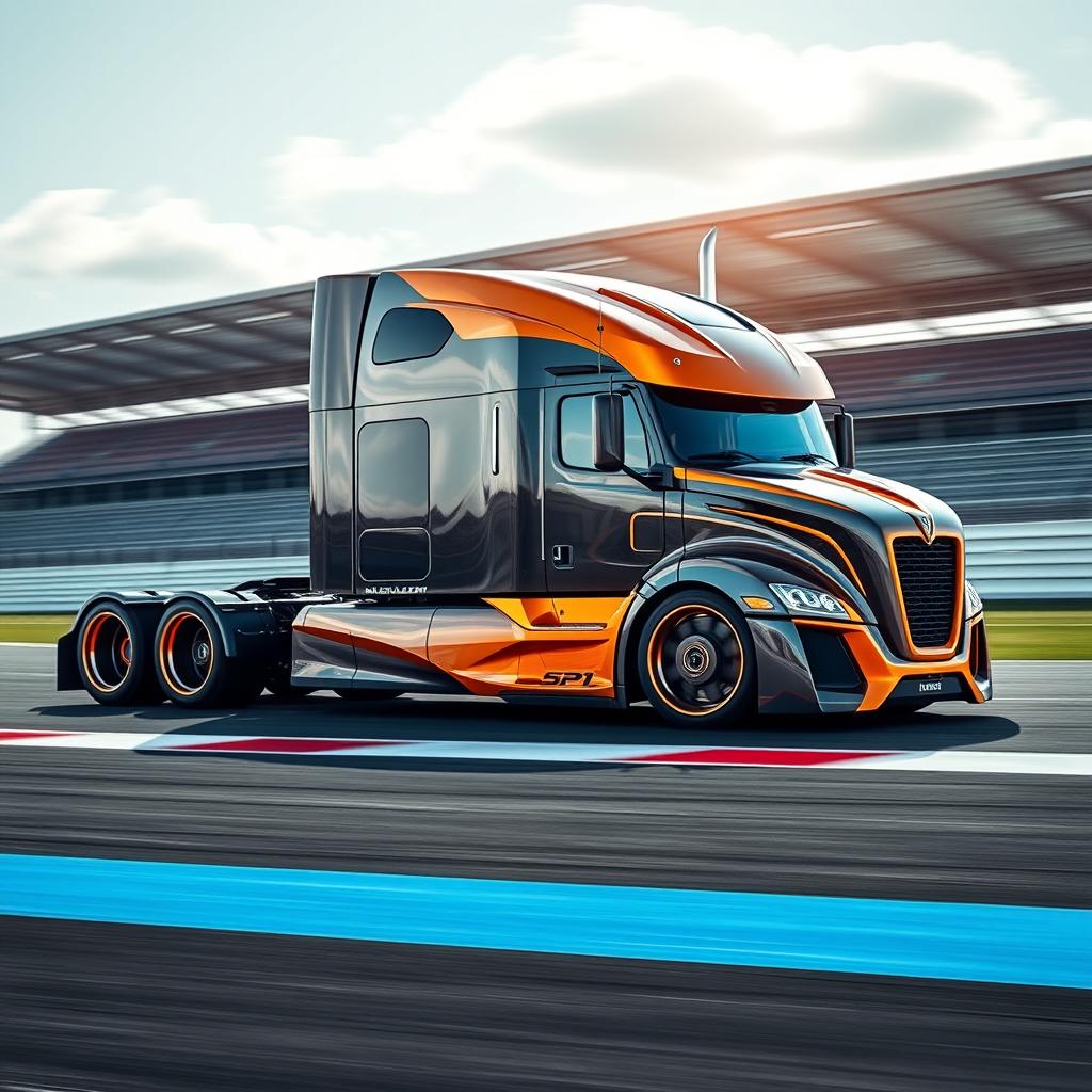 A state-of-the-art semi-truck designed with custom features and breathtaking McLaren P1 racing rims and wheels