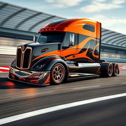 A state-of-the-art semi-truck designed with custom features and breathtaking McLaren P1 racing rims and wheels