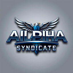 An intricately designed logo for the fictional "Alpha Syndicate", featuring a bold, modern typeface that conveys strength and sophistication