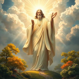 A majestic depiction of God, radiating divine light and presence