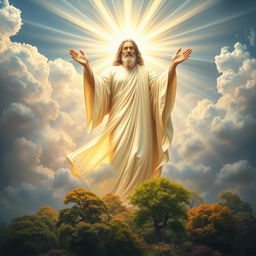 A majestic depiction of God, radiating divine light and presence