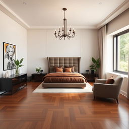 A modern and luxurious couple's bedroom measuring 4 x 3