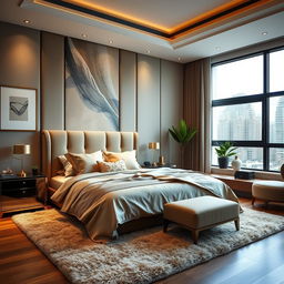 A modern luxurious bedroom measuring 4 x 3