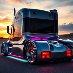 A stunningly detailed image of a custom semi-truck showcasing cutting-edge Lexus rims and wheels