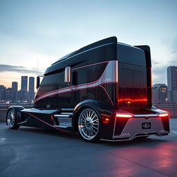 An impressive image of a cutting-edge semi-truck featuring custom Lexus rims and wheels