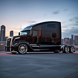 An impressive image of a cutting-edge semi-truck featuring custom Lexus rims and wheels
