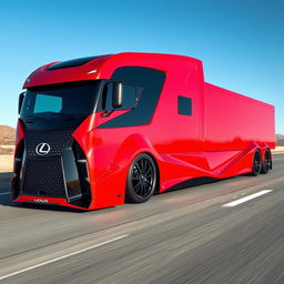 A visually striking image of a custom cutting-edge semi-truck outfitted with stylish Lexus rims and wheels