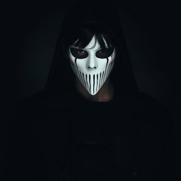 A 23-year-old man shrouded in mystery, wearing a hood that conceals medium-length jet-black hair