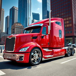 A visually stunning custom cutting-edge semi-truck featuring unique Nissan GTR rims and wheels