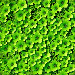 A seamless wallpaper design featuring lush green flowers, intricately detailed and vibrant