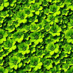 A seamless wallpaper design featuring lush green flowers, intricately detailed and vibrant