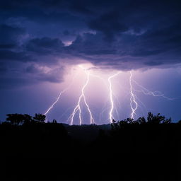 A stunning professional photograph showcasing perfect lightning striking over a dramatic landscape