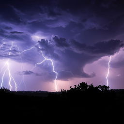 A stunning professional photograph showcasing perfect lightning striking over a dramatic landscape