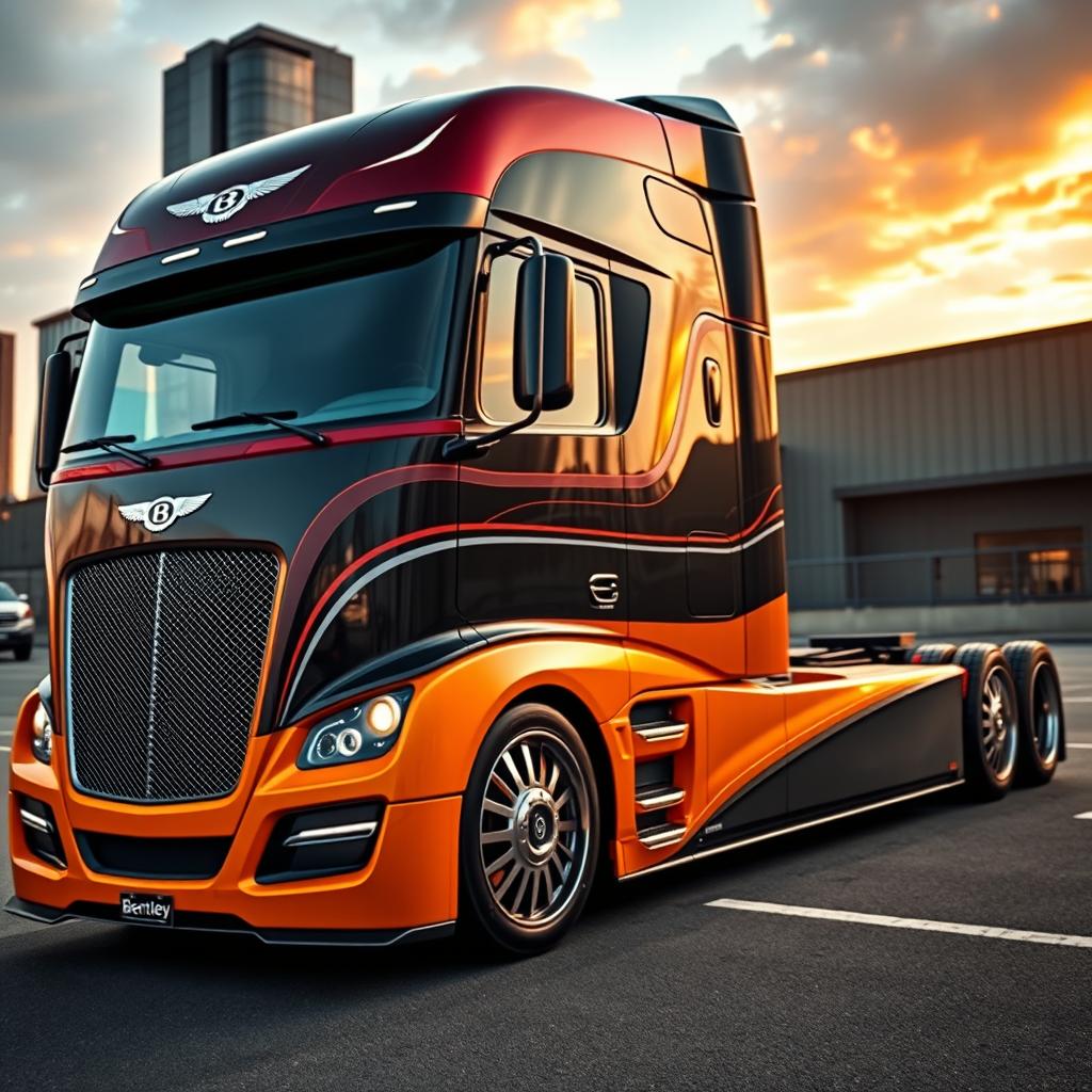 A stunning high-definition image of a custom semi-truck showcasing cutting-edge Bentley rims and wheels