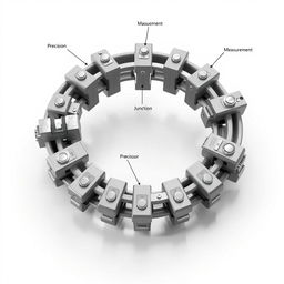 A highly detailed 3D model rendering of a measurement chain, illustrating its components and functionality