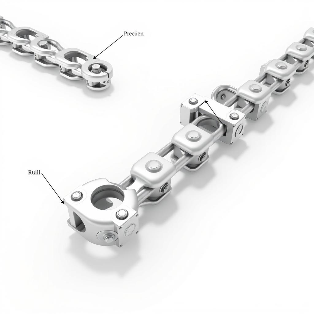 A highly detailed 3D model rendering of a measurement chain, illustrating its components and functionality