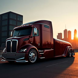 A breathtaking high-definition image of a custom semi-truck equipped with cutting-edge Jaguar rims and wheels