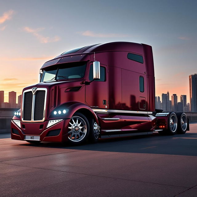 A breathtaking high-definition image of a custom semi-truck equipped with cutting-edge Jaguar rims and wheels