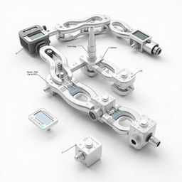 A highly detailed 3D model of a measurement chain, illustrating its intricate components and design