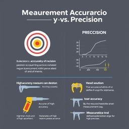 An informative and visually appealing graphic that illustrates the concepts of measurement accuracy and precision