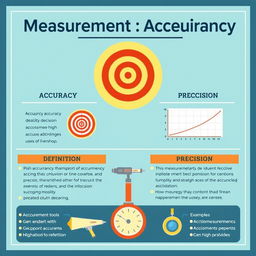 An informative and visually appealing graphic that illustrates the concepts of measurement accuracy and precision