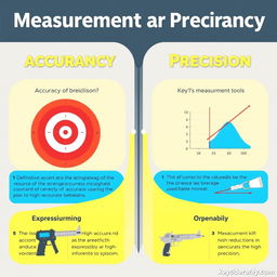 An informative and visually appealing graphic that illustrates the concepts of measurement accuracy and precision