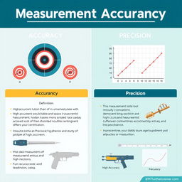 An informative and visually appealing graphic that illustrates the concepts of measurement accuracy and precision
