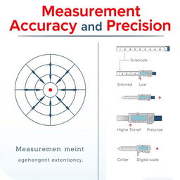An educational illustration depicting the concepts of Measurement Accuracy and Precision in a visually engaging way