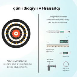 An educational illustration depicting the concepts of Ölçmə Dəqiqliyi və Həssaslıq in a visually engaging way