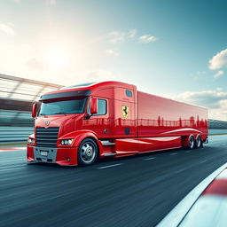 A stunning high-definition image of a custom semi-truck featuring distinctive Ferrari racing rims and wheels