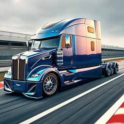 An awe-inspiring high-definition image of a custom semi-truck showcasing exclusive Koenigsegg racing rims and wheels