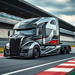 An extraordinary high-definition image of a custom semi-truck equipped with exclusive Koenigsegg racing rims and wheels