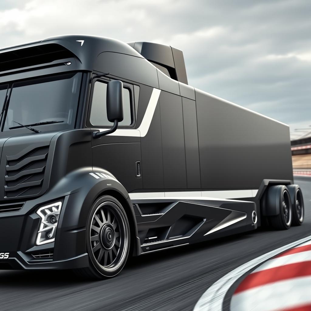 An eye-catching high-definition image of a custom semi-truck featuring unique Koenigsegg racing rims and wheels