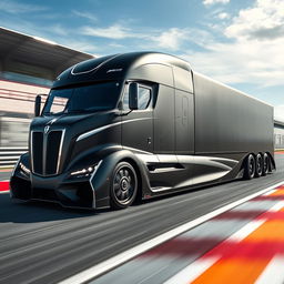 An eye-catching high-definition image of a custom semi-truck featuring unique Koenigsegg racing rims and wheels