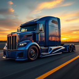 A breathtaking high-definition image of a custom semi-truck featuring innovative Camaro racing rims and wheels